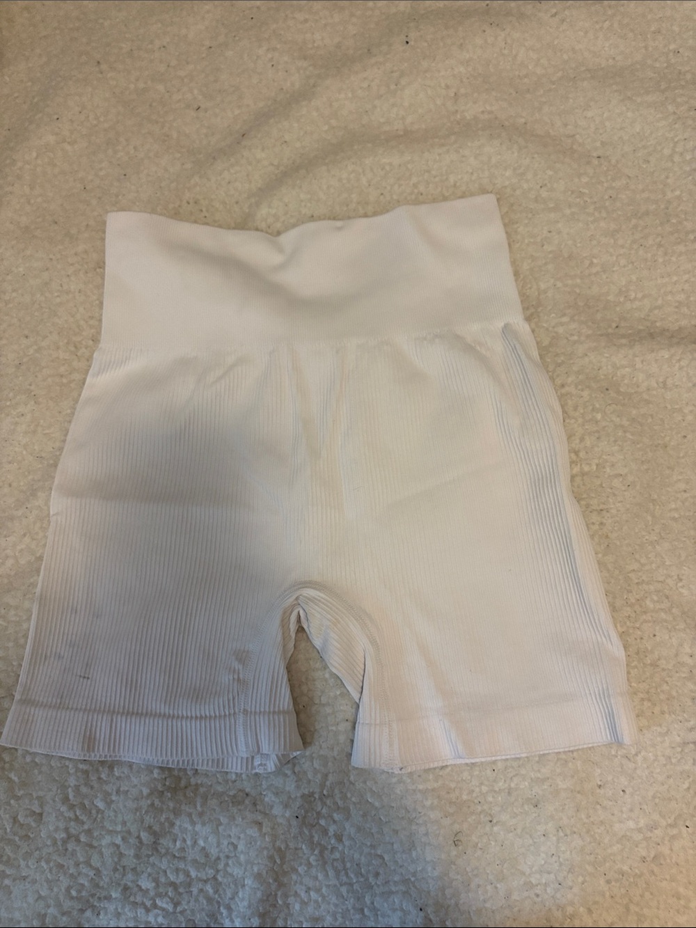 White Ribbed Bike Shorts